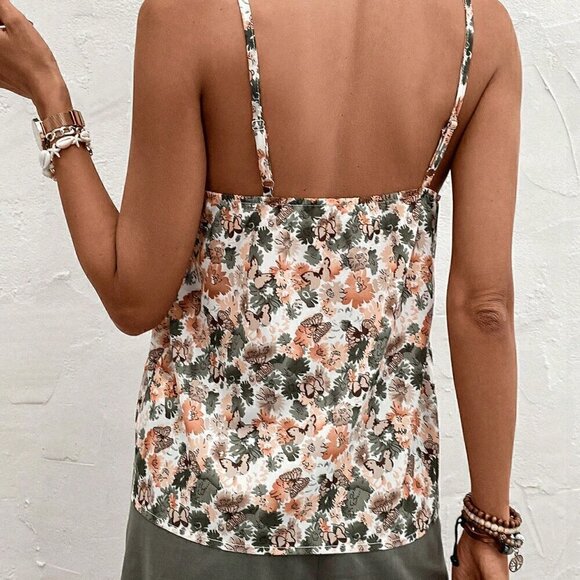 Multicolor Boho Women's Ditsy Floral Sleeveless Camisole Top - Picture 3 of 6